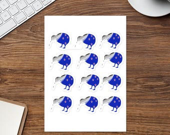 Kiwi Bird Sticker | New Zealand Souvenir | NZ Flag & Silver Fern Design | Travel GiftKiwi New Zealand Sticker sheet