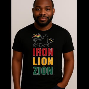 Iron Lion Zion Rasta Pride T-Shirt – Reggae-Inspired Lion of Judah Design