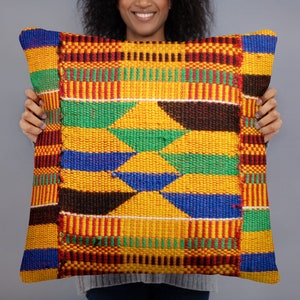 Colorful African Kente Print Pillow | Ethnic Throw Cushion | Tribal Home Décor Accent