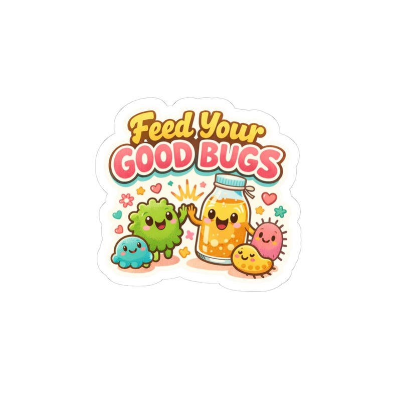 Kombucha Microbes High-Five Kiss-Cut Stickers | Gut Health Probiotic Art image 1