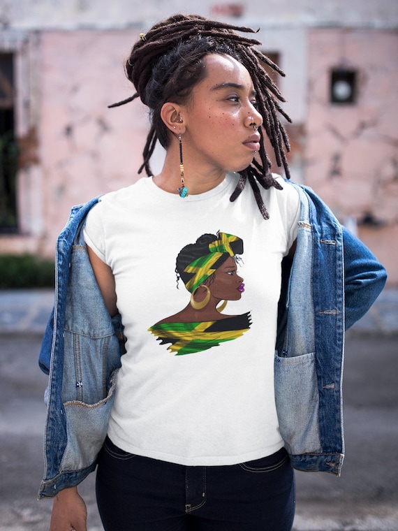 ジャマイカの女王アフロセントリックTシャツ – レゲエ風ヘッドラップT