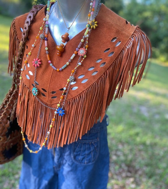 70s Leather Fringe Vest capelet.