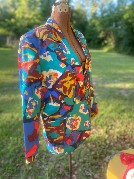 80/90s Vintage Missoni Donna Italy Silk Jacket/Bl… - image 2