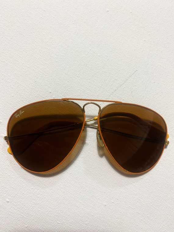 Ultra Rare 80s orange enameled metal frame Ray Ban