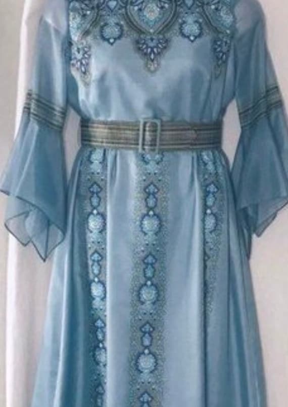 60/70's Alfred Shaheen Boho, Couture Dress; Flare… - image 1