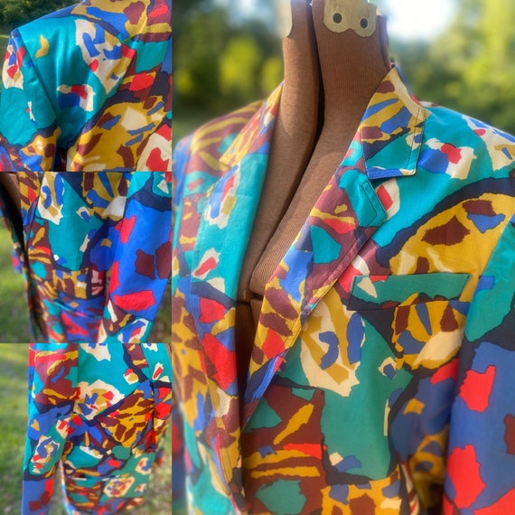 80/90s Vintage Missoni Donna Italy Silk Jacket/Bl… - image 8