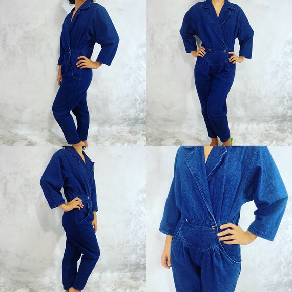 80s Vintage Denim Jumpsuit Romper by Mizz Lizz. Vi