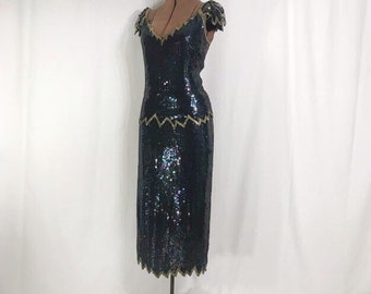 80s Two Piece Sequin Skirt and Top Set by Sistermax. Tag says M but I say L to XL. Cruise Wear Wedding Wear Cocktail Dress Party Wear Disco