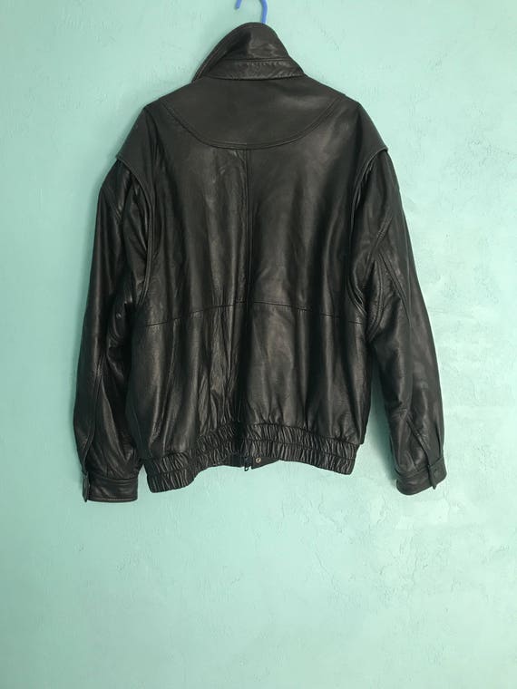 80 S Leather Er Black Jacket Size Xl