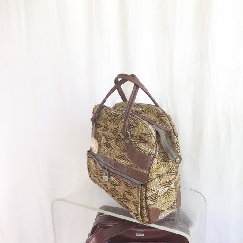 60/'s Ventura Geometric Pattern Jacquard Bag Mid Century Design and Color by Ventura Vintage Suitcase Vintage Ventura Luggage