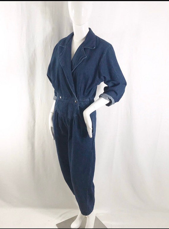 80s Mizz Lizz Denim Jumpsuit. Size 7/8. Denim Romp