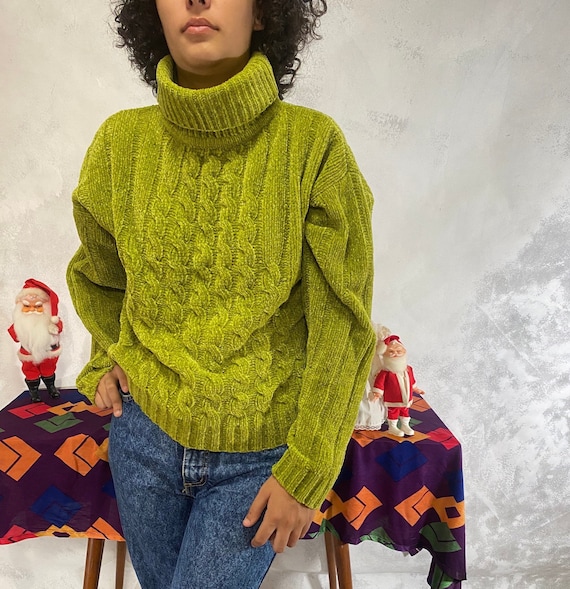 80’s Vintage, County Seat, Green, Cable Knit, Crop