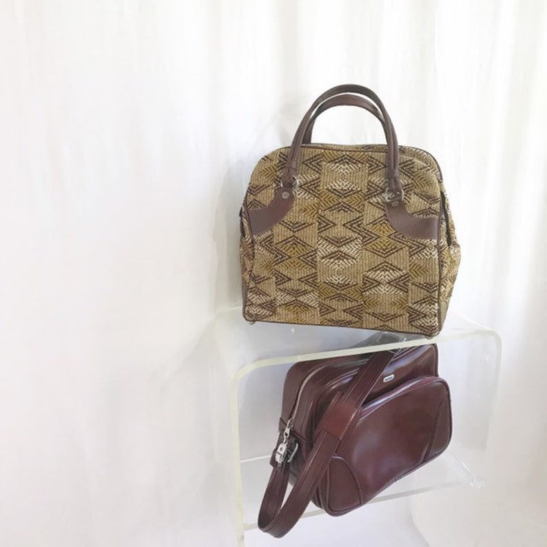60/'s Ventura Geometric Pattern Jacquard Bag Mid Century Design and Color by Ventura Vintage Suitcase Vintage Ventura Luggage