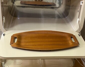 Teak Wood Tray Vintage 50/60s Wood Bar/Serving/Catchall Danish Design Tray. Mid century tray.
