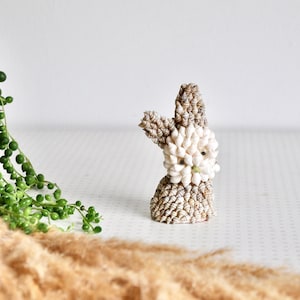 Vintage rabbit ornament made from sea shells 1970s