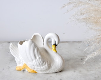 Vintage Sylvac pottery ceramic swan planter or ornament from the 1970s