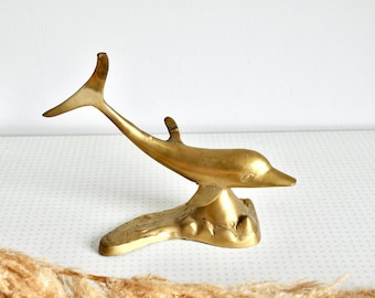 Vintage Messing Delfin Ornament aus den 1970er Jahren