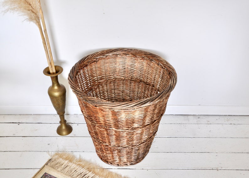 Vintage Extra Large 19 Inch Tall Wicker Plant Basket From the Etsy UK