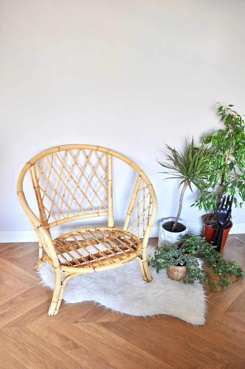 Vintage Large Bamboo Tub Chair With Arms Bentwood Chair Boho Etsy