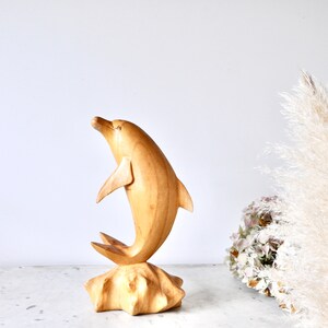 Vintage hand carved wooden dolphin ornament or statue 1970s image 3