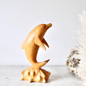 Vintage hand carved wooden dolphin ornament or statue 1970s image 5