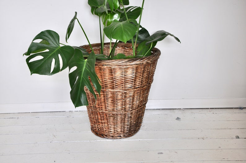 Vintage Extra Large 19 Inch Tall Wicker Plant Basket From the Etsy UK
