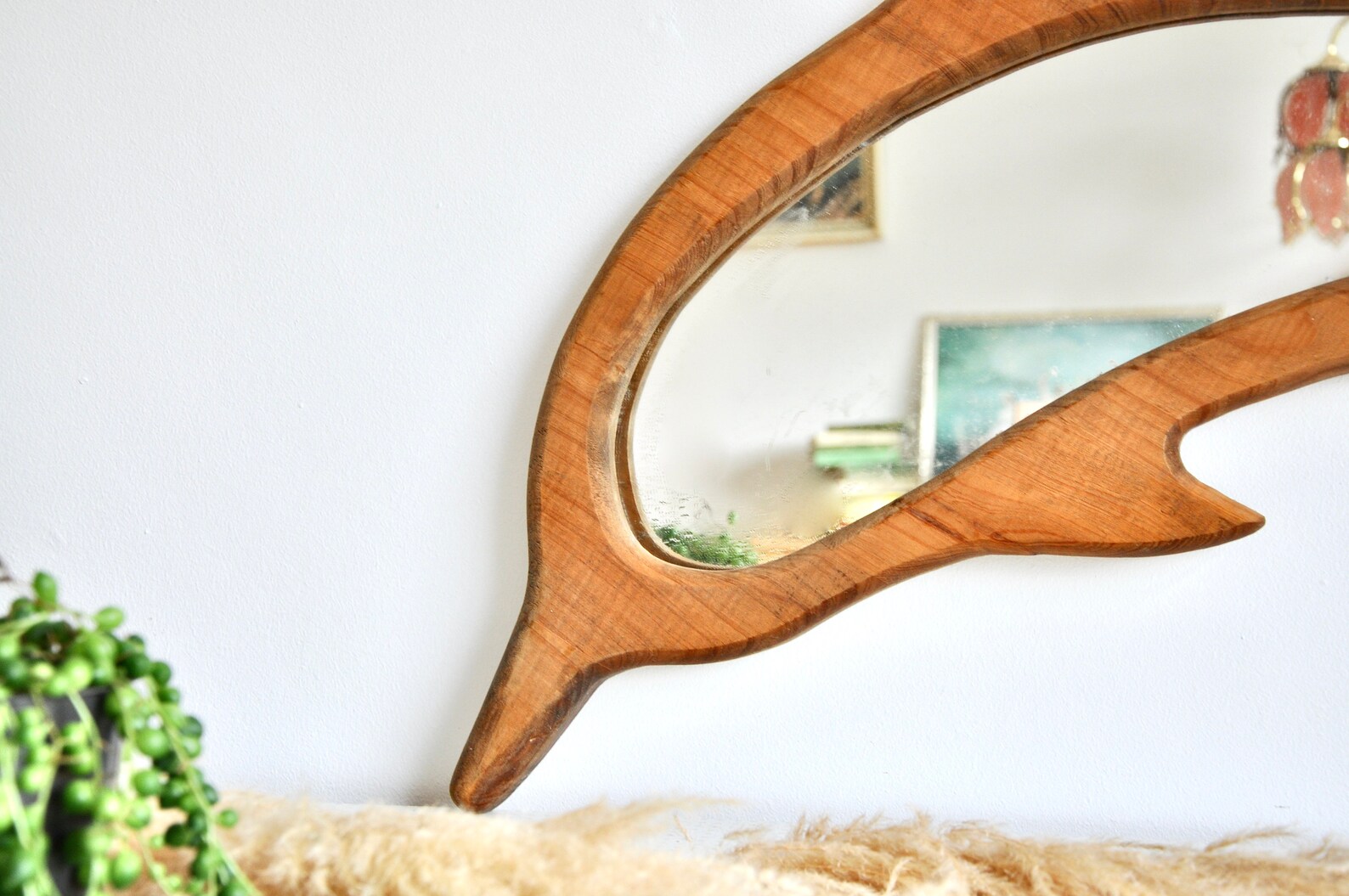 Large vintage mid century modern wooden dolphin wall mirror by Etsy