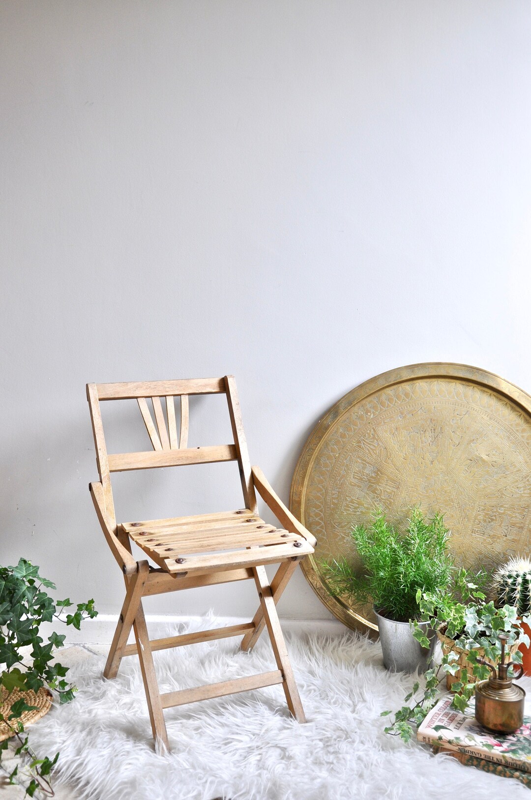 Vintage Child's Folding Wooden Chair From the 1970s Etsy UK