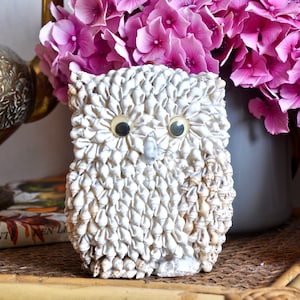 Vintage owl ornament made from shells from the 1970s