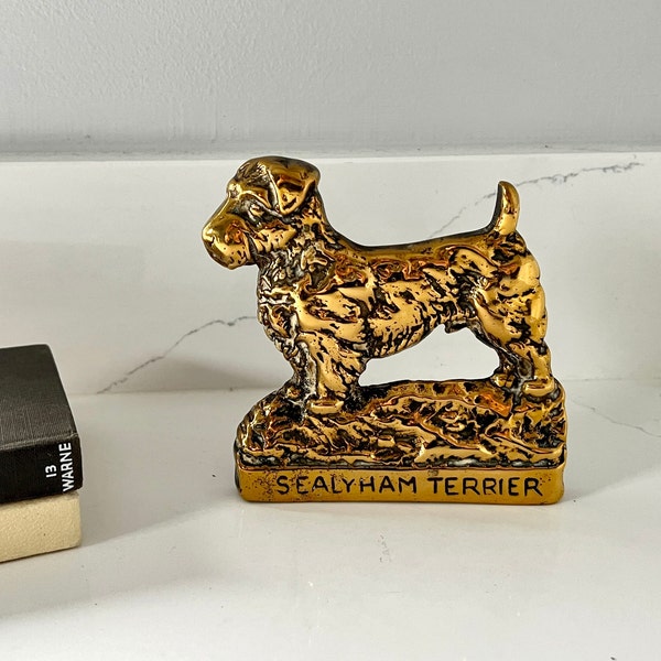 Vintage Sealyham Terrier brass ornament from the 1960s