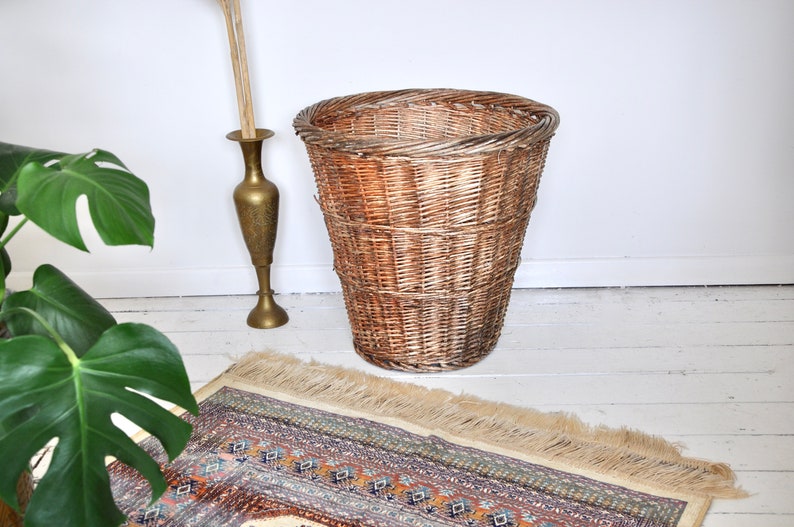 Vintage Extra Large 19 Inch Tall Wicker Plant Basket From the Etsy UK
