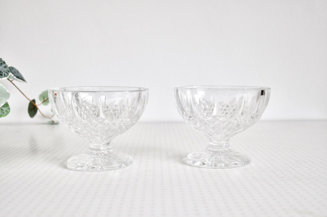 Vintage French Lead Crystal Glass Dessert Bowls From the 1980s Etsy