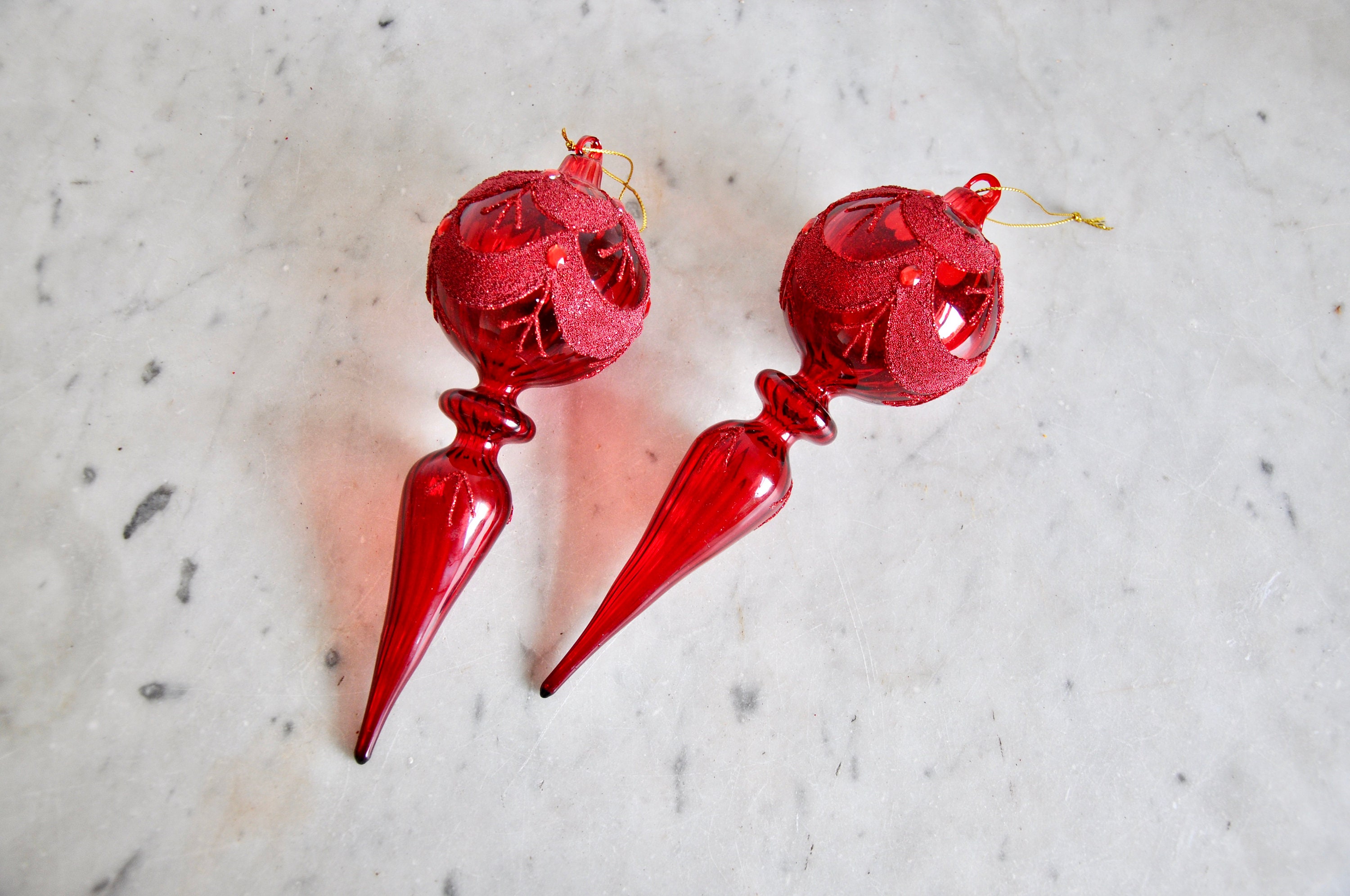 Large Vintage Red Glass Christmas Tree Decorations Etsy UK