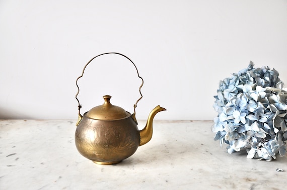 Vintage Etched Brass Tea Pot From the 1960s -  Canada