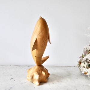 Vintage hand carved wooden dolphin ornament or statue 1970s image 6