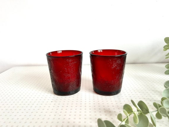 Red glass tumblers deals