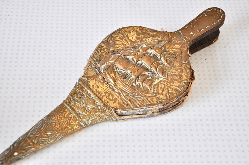 Vintage brass style embossed fire bellow from the 1960s Etsy