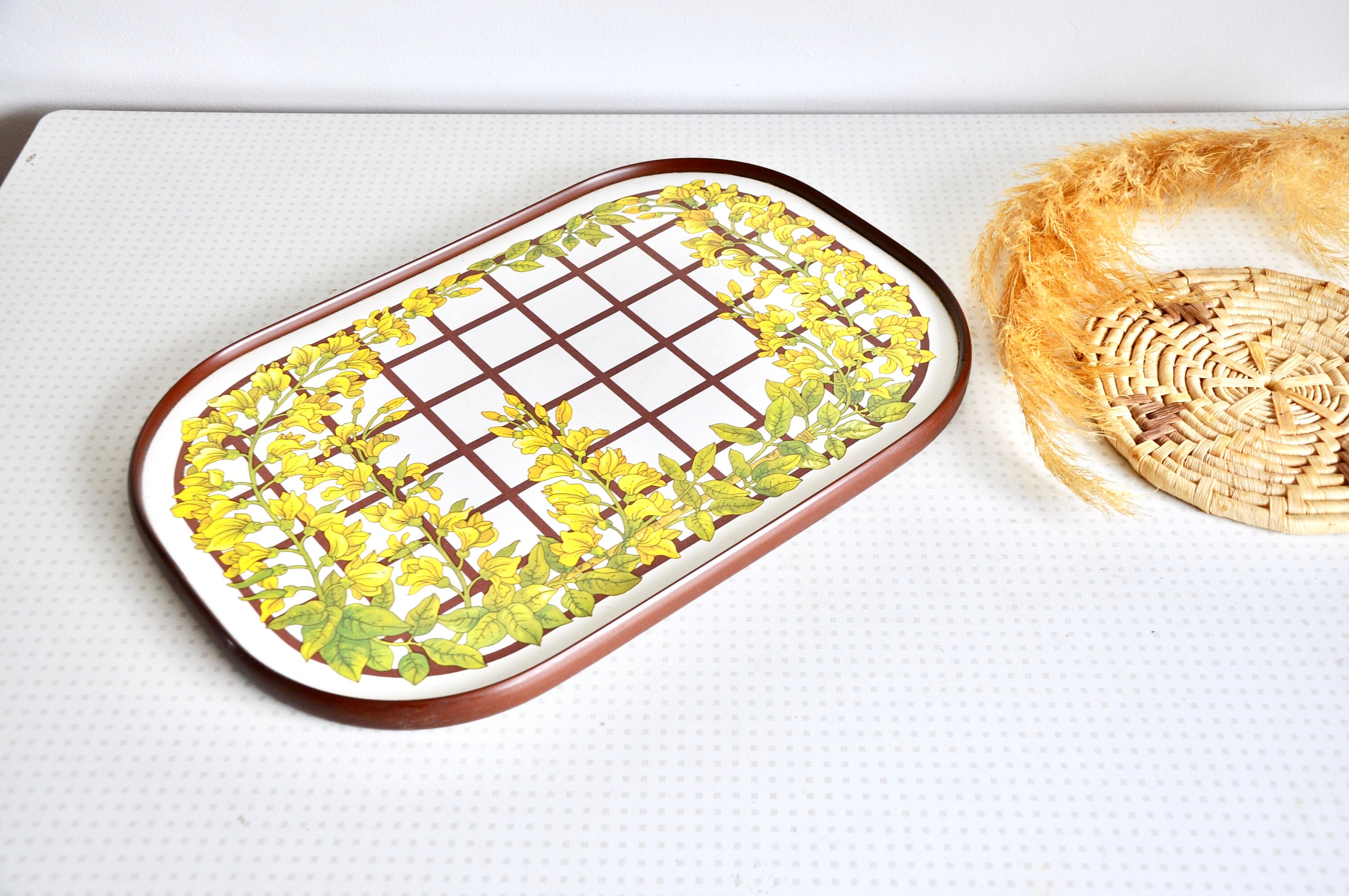 Vintage Clover Leaf Laburnum Pattern Vintage Melamine Tray or Platter ...