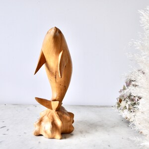 Vintage hand carved wooden dolphin ornament or statue 1970s image 4