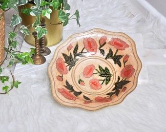 Vintage enamel brass candy dish or bowl, Indian brass boho decor bohemian floral pattern dining table decor