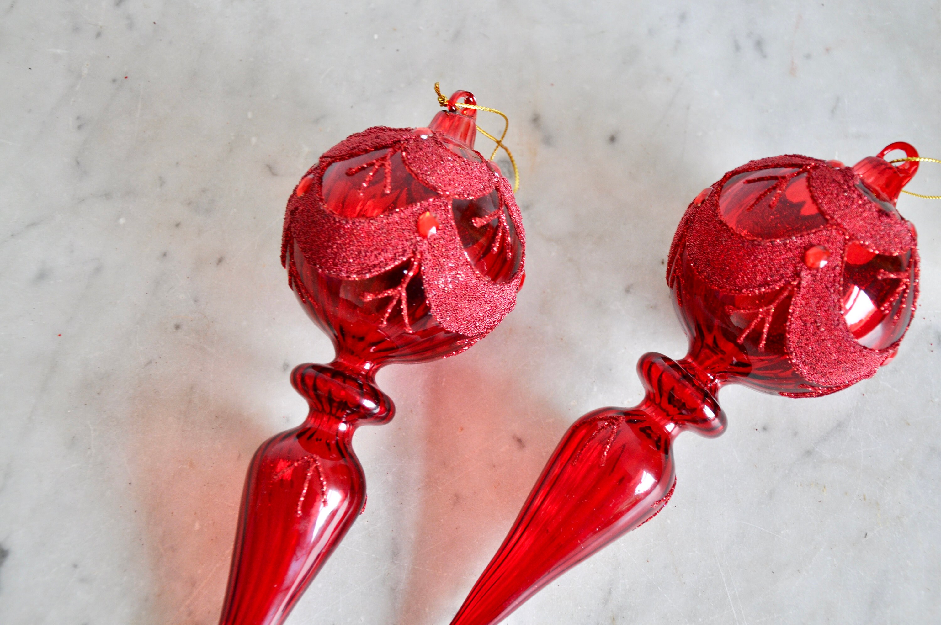Large Vintage Red Glass Christmas Tree Decorations Etsy UK