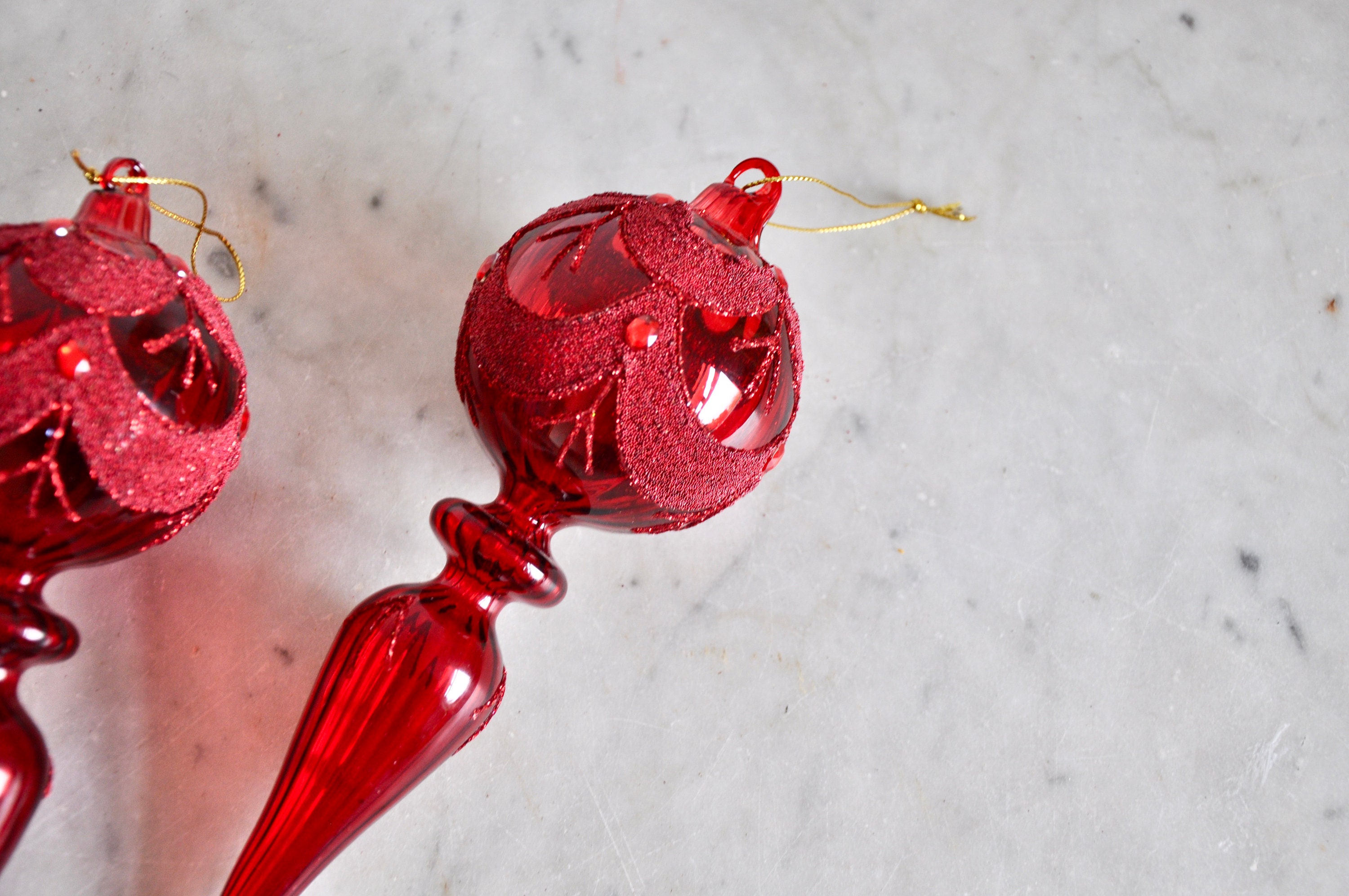 Large Vintage Red Glass Christmas Tree Decorations Etsy UK