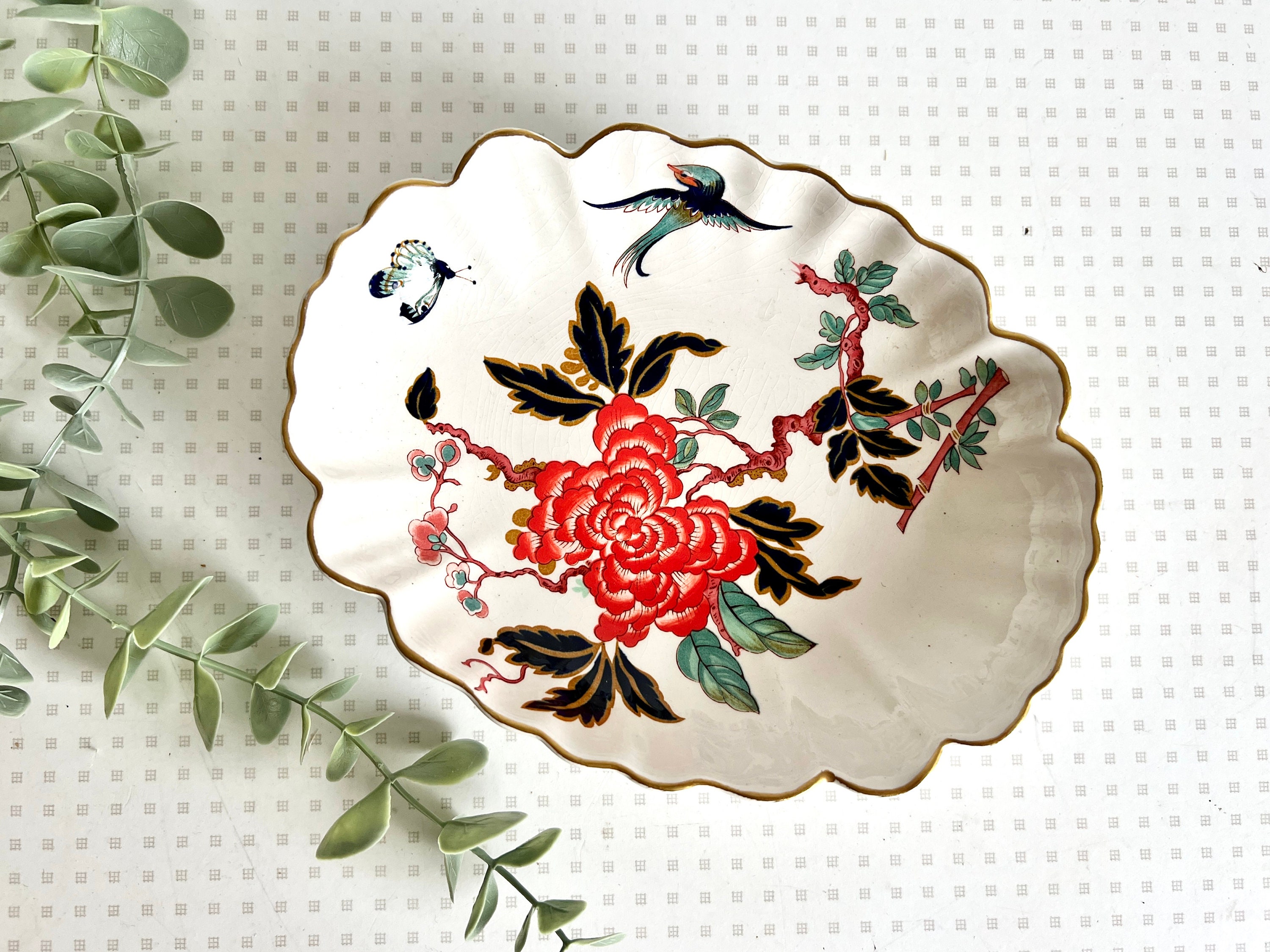 Vintage James Kent Old Foley Eastern Glory Pattern Scalloped Dish 