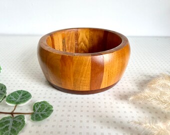 Vintage wooden teak style fruit bowl from the 1970s