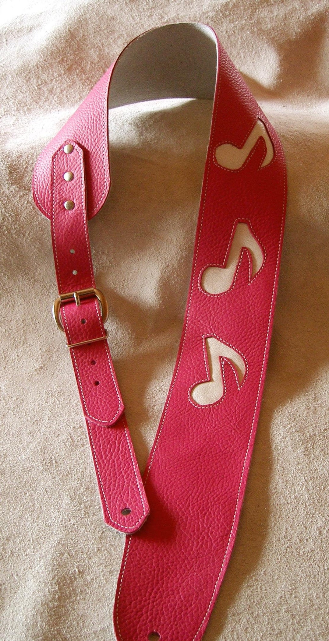 Leather Guitar Strap With Music Notes SRV Style Etsy