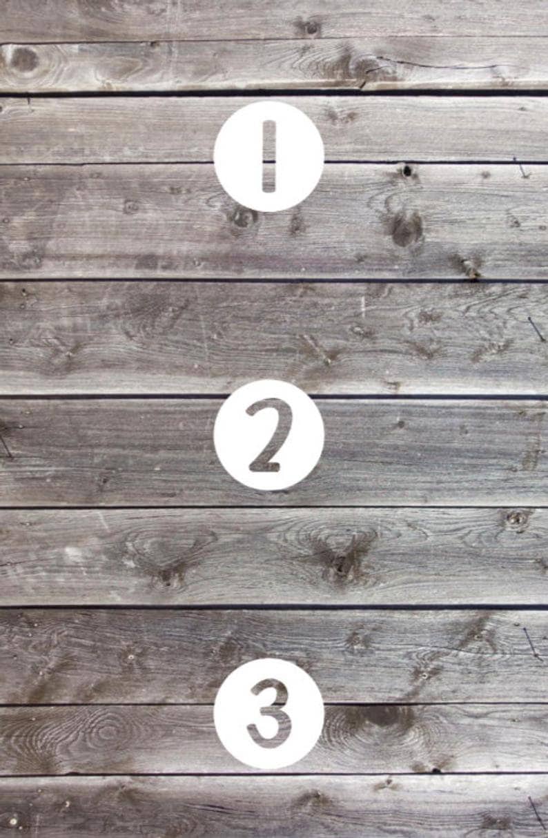 May include: Three white circles with black numbers 1, 2, and 3 on a weathered wooden background.