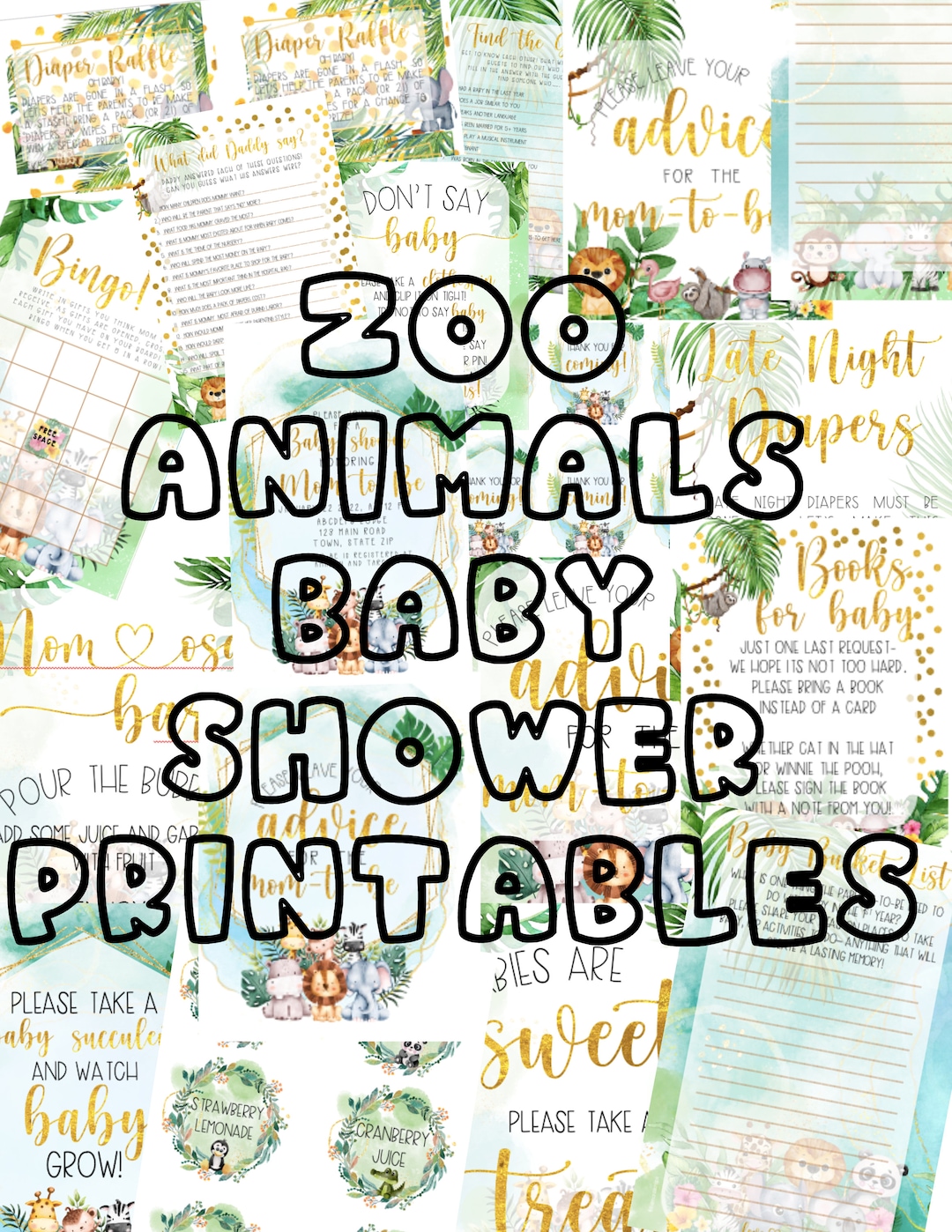 Zoo Animals Baby Shower Printables - Etsy