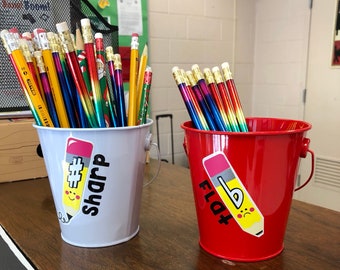 Music Teacher Pencil Cups. Sharp and Flat Pencil Tins