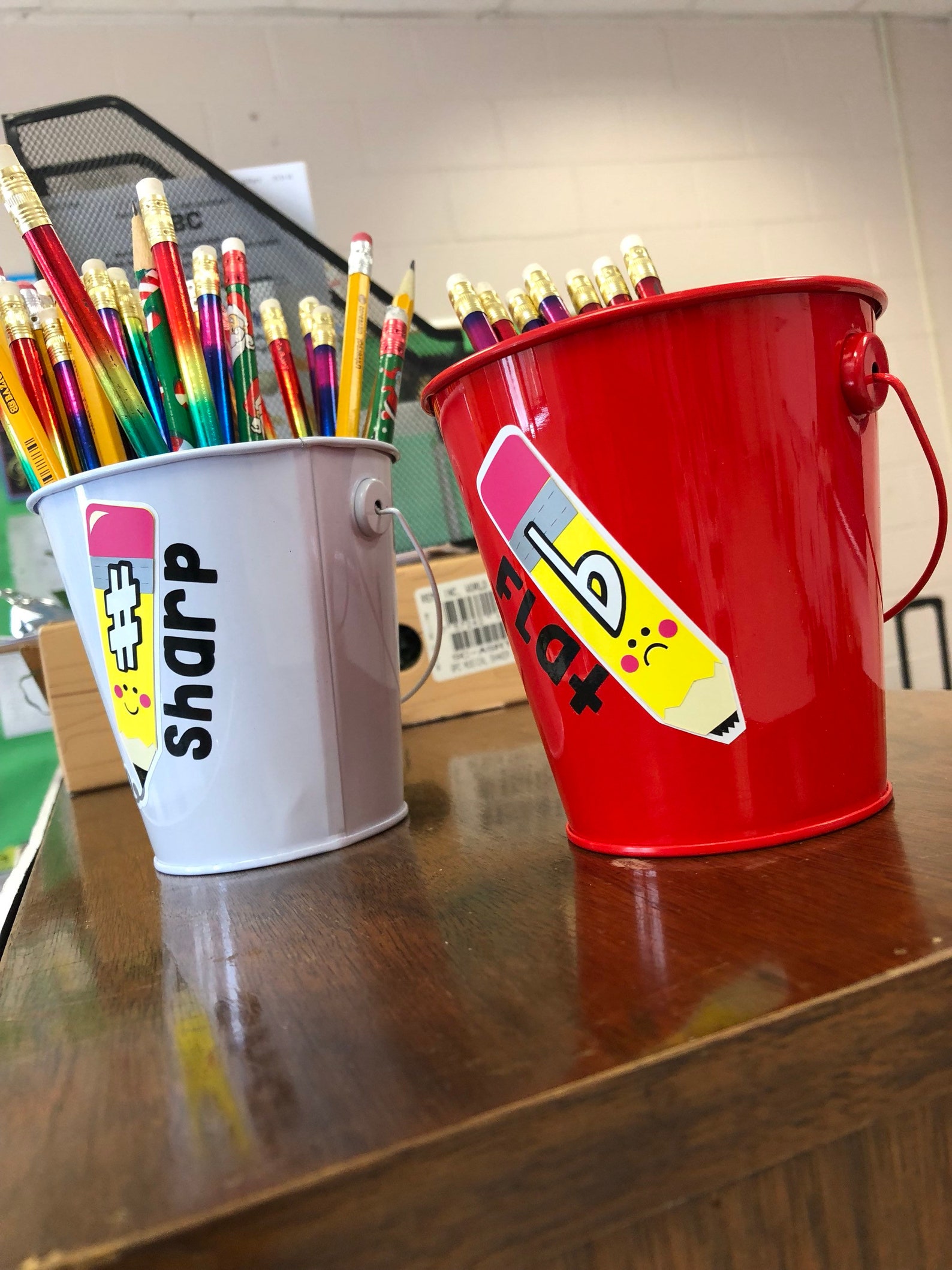 Music Teacher Pencil Cups. Sharp and Flat Pencil Tins Etsy