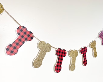 Glitter y Buffalo Plaid Penis Banner